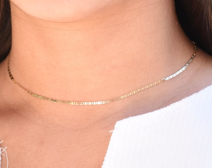14k Gold Dainty Chain Choker. 14K Gold Necklace Gold Choker.