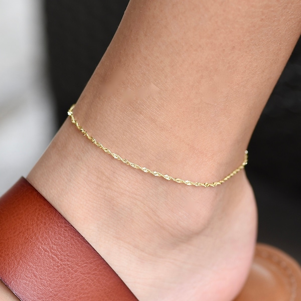 14k Gold Anklet Etsy