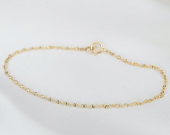 14K Gold Patterned Chain Anklet