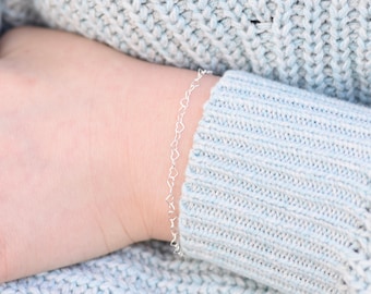 Delicate Open Heart Sterling Bracelet, Dainty Jewelry Gift For Her, Perfect For Valentine’s Day, Birthdays, Christmas