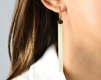 Tassel Earrings, Gold Long Tassel Earrings