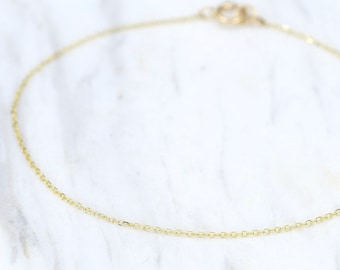 Dainty 14k Solid Gold Bracelet: Personalized Thin Chain Jewelry
