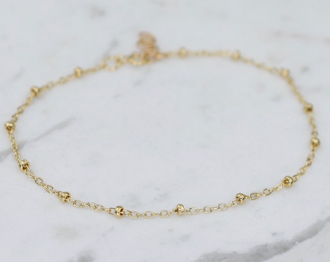 14K Gold Delicate bracelet - Satellite bracelet - Solid Gold Simple Bracelet - Gold Satellite Chain Bracelet