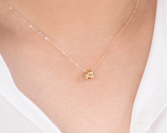 14K Gold Knot Necklace: Dainty Charm, Delicate Cable Chain