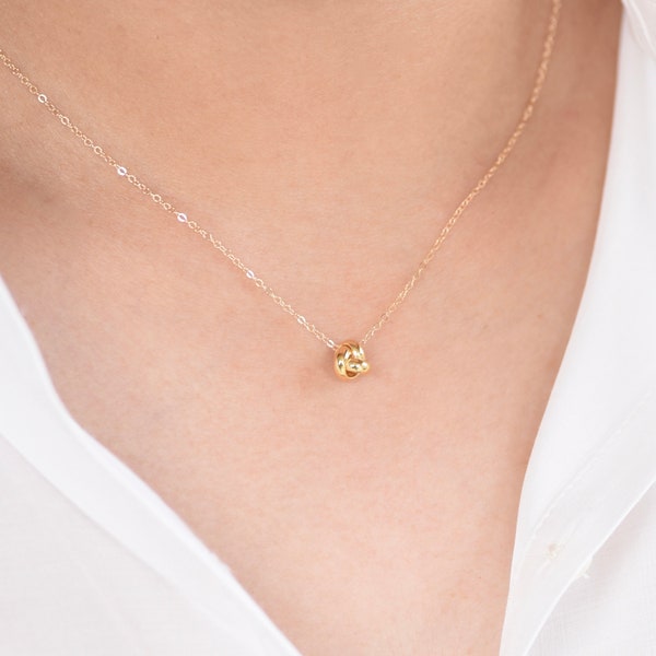 14K Gold Dainty Knot Necklace - 14k Gold Delicate Necklace - Knot Necklace