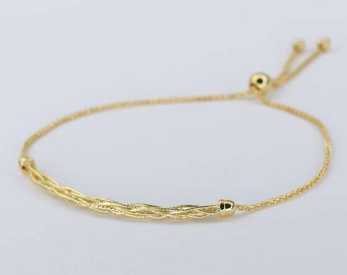 Closeout 14K Gold Bracelet - Adjustable Gold Bracelet.