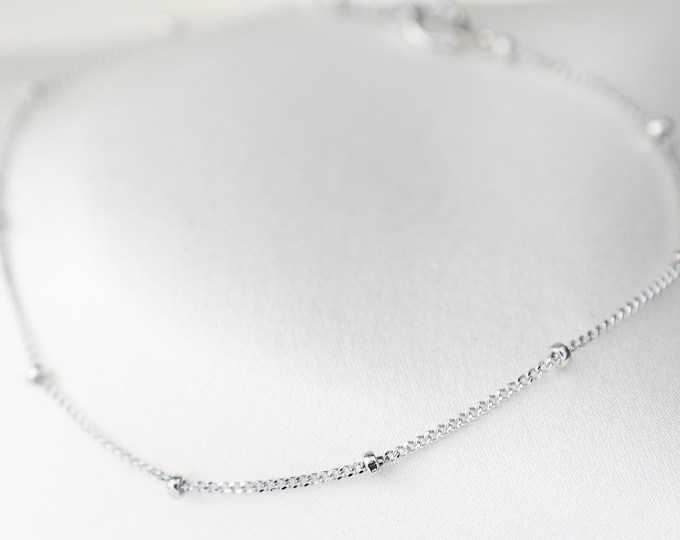 14K White Gold Satellite Chain Bracelet