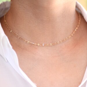 14K Gold Double Chain Necklace - 14K Gold Double Chain Choker.
