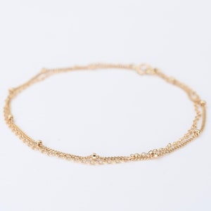 14K Gold Double Chain Bracelet - 14k Solid Gold Bracelet