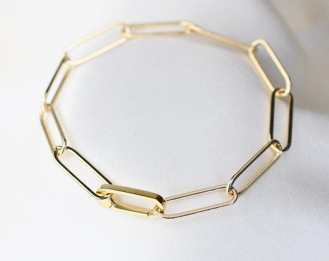 14K Gold Paper Clip Bracelet