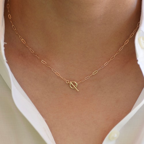 Gold Paper Clip Necklace Chain Gold Choker Necklace Link Etsy