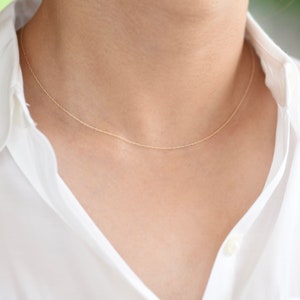 14K Solid Gold Ultra Dainty Necklace. Ultra Delicate Necklace. 14K solid gold necklace. Adjustable necklace