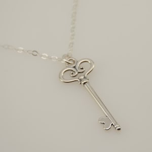 Key necklace, Silver key necklace, Tiny Key Necklace