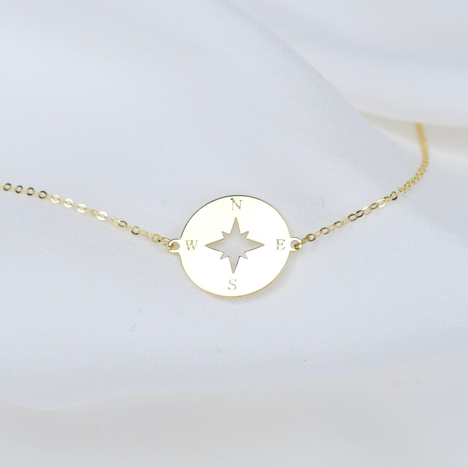 14K Gold Compass Bracelet Adjustable 14k Gold Compass Etsy