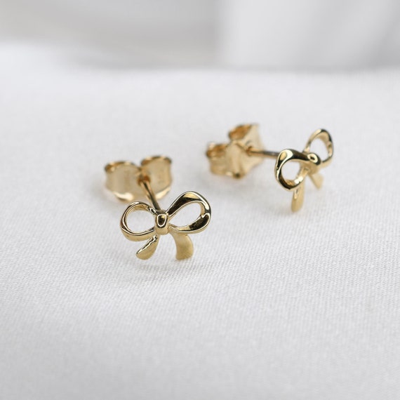 14k gold bow earrings deals