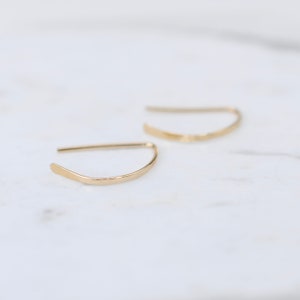 14K Gold Earrings. 14K Gold Hoop Earrings. Open Hoop Earrings. 14K Solid Gold Minimalist Earrings - Yellow Gold, Rose Gold, White Gold