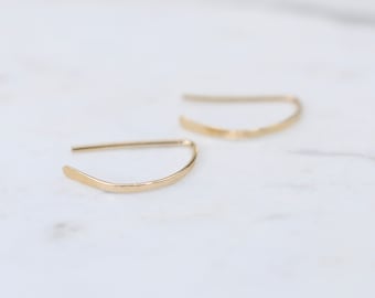 14K Gold Earrings. 14K Gold Hoop Earrings. Open Hoop Earrings. 14K Solid Gold Minimalist Earrings - Yellow Gold, Rose Gold, White Gold