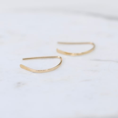 14K Solid Gold Earrings Minimalist Earrings Gold Open Hoop Etsy