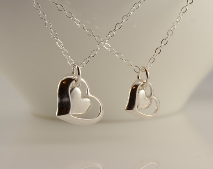 Mother daughter necklace. Mother daughter open heart necklace set, Mother and Daughter Heart necklace set