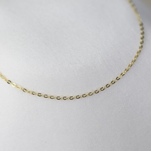 14k Gold Dainty Chain Bracelet - Dainty Bracelet - 14k Gold 1.1mm flat cable chain bracelet - 14k yellow gold.