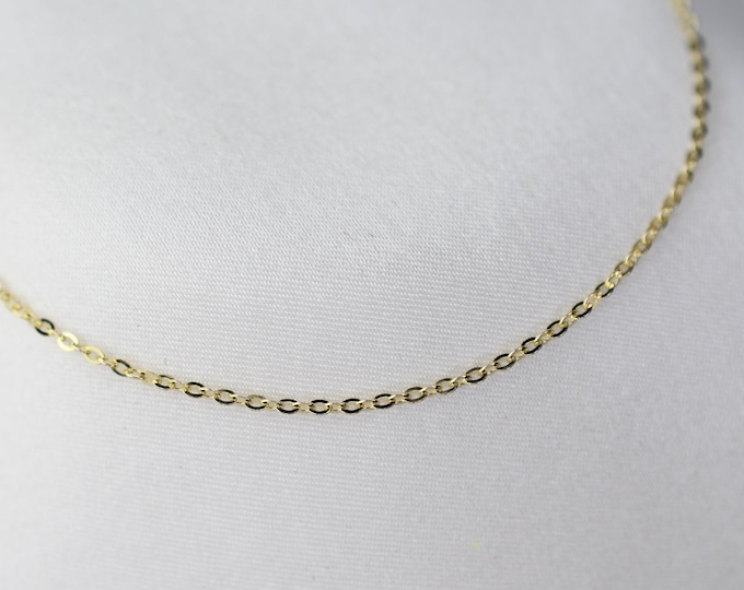 14k Gold Dainty Chain Bracelet - Dainty Bracelet - 14k Gold 1.1mm flat cable chain bracelet - 14k yellow gold.