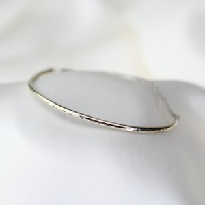 14K Solid White Gold Bar Bracelet - 14K White Gold Dainty Bar Bracelet - 14K Solid White Gold Narrow Bar Bracelet