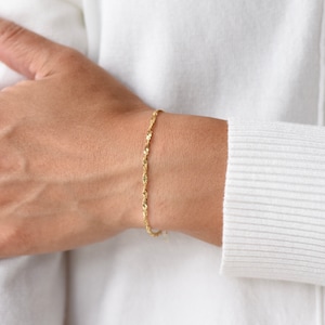 14K Gold Chain Bracelet - 14K Solid Gold Bracelet
