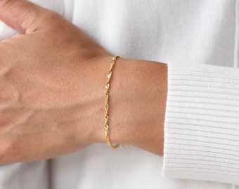 14K Gold Chain Bracelet - 14K Solid Gold Bracelet