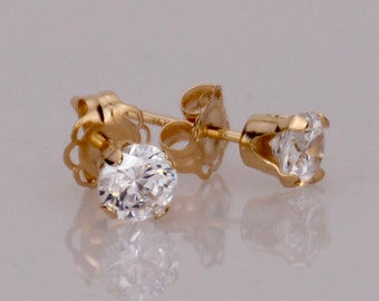 Christmas 14k Gold 4mm stud earrings. Solid gold stud earrings. Birthstone gold stud earrings.