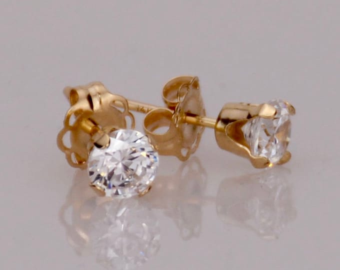 Christmas 14k Gold 4mm stud earrings. Solid gold stud earrings. Birthstone gold stud earrings.