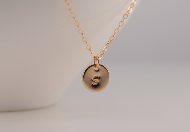 Gold disc necklace Small disc necklace Tiny disc necklace Tiny initial necklace Personalized small disc necklace