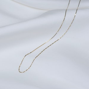 14K Solid Gold 0.6mm Box Chain. 14K solid gold adjustable necklace 16&quot;-18&quot;