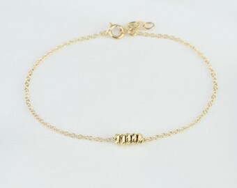 14k Gold Roundel Beads Bracelet