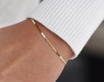 14K Gold Dainty Chain Bracelet - 14K Gold Chain Bracelet