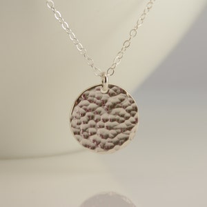 Hammered disc necklace. 5/8" disc necklace. 1/2" disc necklace. Small disc necklace