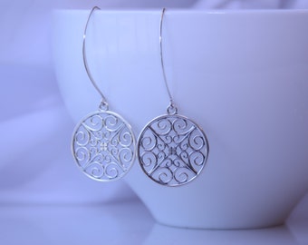 Sterling silver earrings. Everyday modern earrings. Sterling silver drop earrings