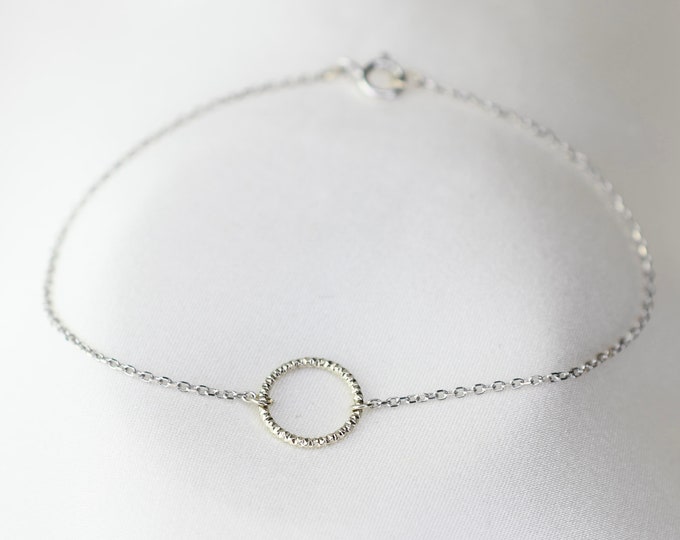 14K White Gold Circle Bracelet. 14k white gold dainty circle bracelet