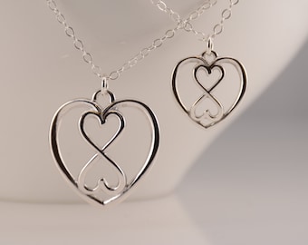 Mother's Day Gift - Special - Mother Daughter Necklaces.  Mother Daughter heart Infinity necklace set.