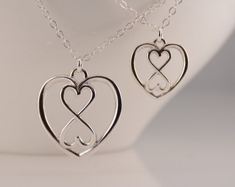 Mom Daughter Matching Jewelry, Heart Infinity Necklace, Sterling Silver, Mother's Day Gift, Sentimental Matching Set