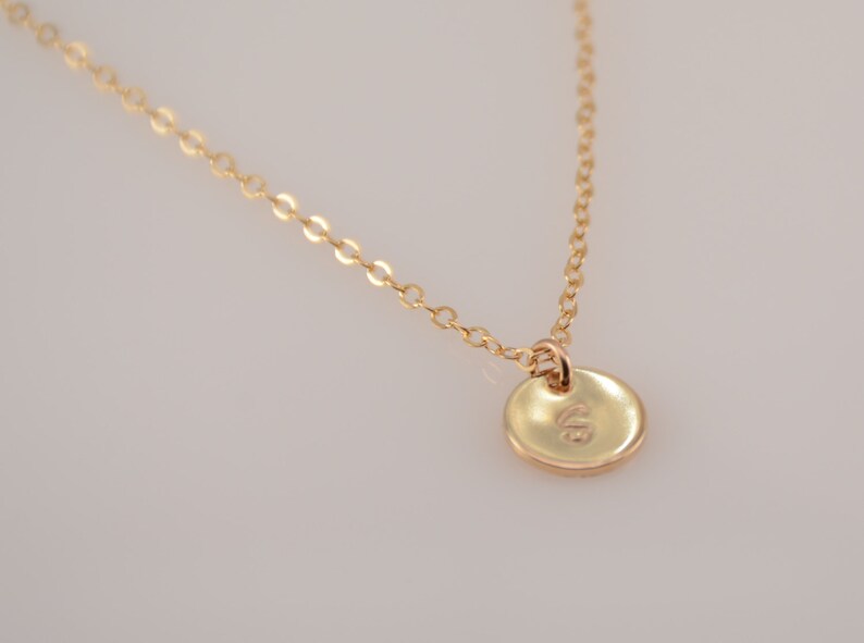 Gold disc necklace Small disc necklace Tiny disc necklace Tiny initial necklace Personalized small disc necklace