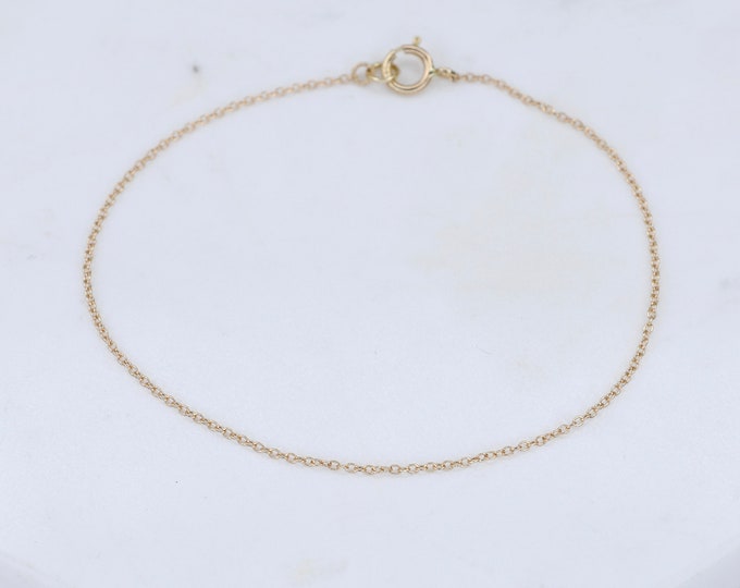 14k Solid Gold Delicate Chain Bracelet - Dainty 14K Solid Gold Bracelet. 14k white gold bracelet