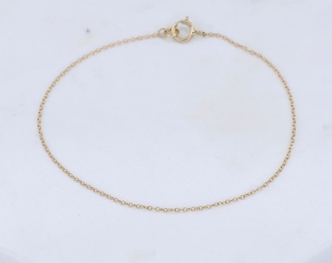 14k Solid Gold Delicate Chain Bracelet - Dainty 14K Solid Gold Bracelet