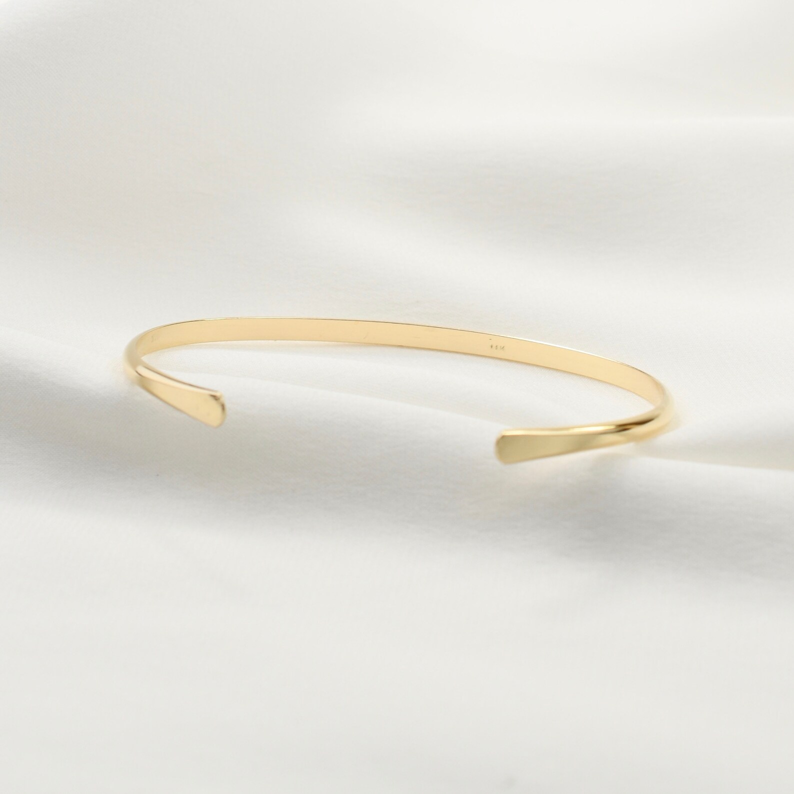 14K Solid Gold Cuff Bracelet Minimalist Style Etsy
