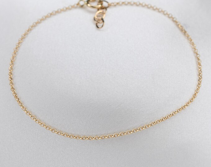 14K Gold Rolo Chain Bracelet - Gold Dainty Chain Bracelet