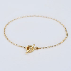 Solid Gold Bracelet - Gold Delicate Toggle Bracelet