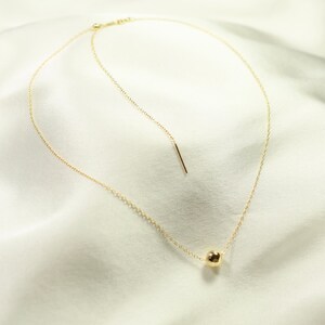 14K Gold Bead Necklace | Minimalist Gold Ball Necklace | Everyday 14K Gold Jewelry