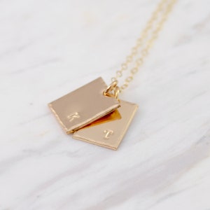14K Gold Initial Necklace. Kids Initial Necklace. Initial Disc Pendant. Mother&#39;s Necklace, Personalized Initials. Gift for Mother