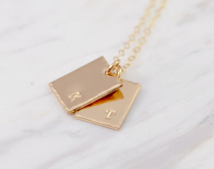 14K Gold Initial Necklace. Kids Initial Necklace. Initial Disc Pendant. Mother's Necklace, Personalized Initials. Gift for Mother