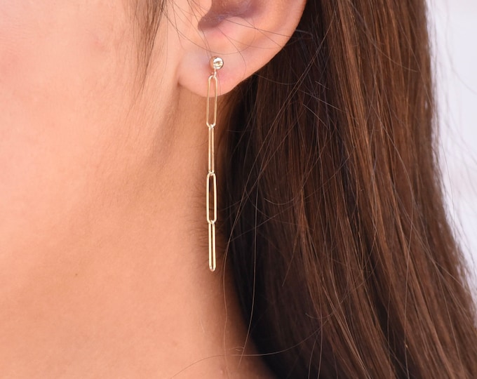 14K Gold Paper Clip Earrings