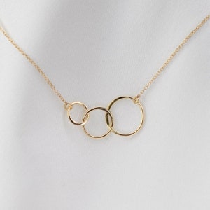 14K Gold Three Circle Necklace